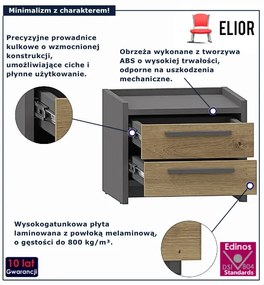 Szafka nocna z szufladami dąb artisan + antracyt K9-G15