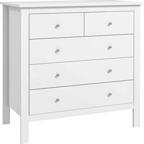 HOMCOM Stylowa Komoda 5-Szufladowa - Biały Kolor, 79x39,5x80,5cm - Praktyczny Mebel do Sypialni