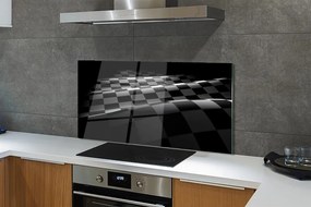 Szkło do Kuchni na Ścianę Czarno-Biała Szachownica