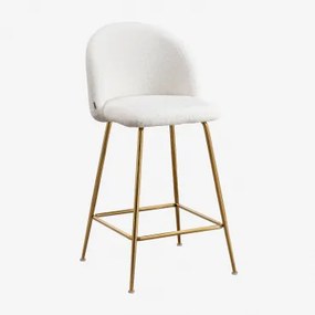 Wysoki Stołek Kana Design Z Owczej Skóry Biały & ↑65 Cm & Złoto - Sklum