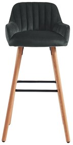Zestaw 2 stołków barowych ELEANA - Welur i metal efekt drewna - Kolor czarny