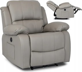 Fotel Masujący BONO Elektryczny Masujący z Podnóżkiem Szary Ekoskóra Nowoczesny