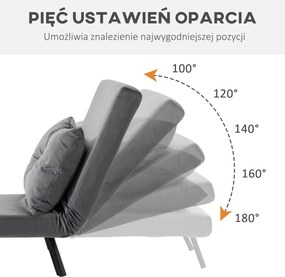 HOMCOM Rozkładana sofa z poduszkami stylowa i praktyczna obciążenie do 120 kg ciemnoszara | Aosom PL