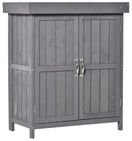 Outsunny szafka na narzędzia z drewna sosnowego 2 półki kolor szary 74x43x88cm | Aosom PL