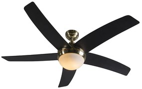 Wentylator sufitowy z lampa i pilotem złoty z drewnianym nadrukiem 132 cm z pilotem - Cool Nowoczesny Oswietlenie wewnetrzne