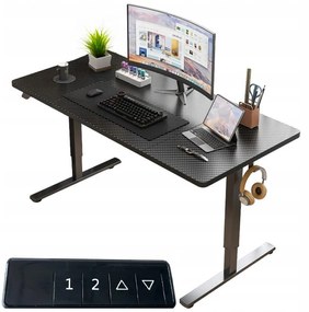 Biurko Elektryczne Podnoszone Czarne 160x80 Regulowane Wysokości 72-118 cm
