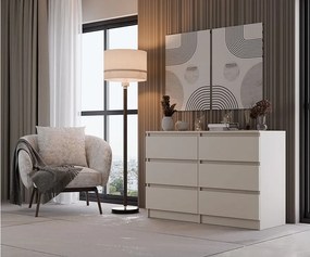 Komoda Malwa M6/120 |  Kaszmir | 120x30x75 cm | Nowoczesna 6 Szuflad