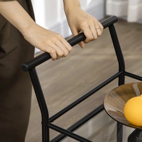 Wózek kuchenny HOMCOM z 4 kółkami, 2 półki i uchwytami, 75 cm x 40 cm x 80 cm, Czarny