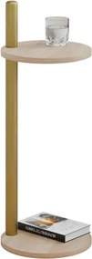 Pomocniczy stolik z okrągłym blatem dąb sonoma + złoty  S6-E59