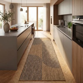 Dywan uniwersalny MIRA Łuki Brązowo Czarne 80 cm x 250 cm