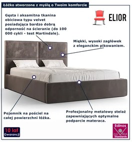 Brązowe tapicerowane welurem łóżko 4 rozmiary G8-S78