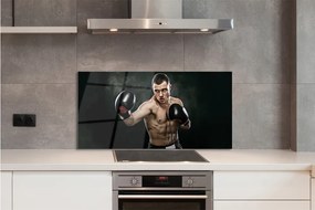 Szklany Panel Człowiek rękawice