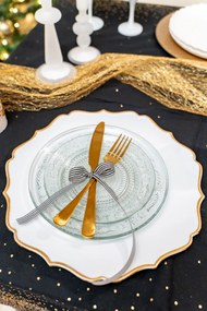 Zastawa stołowa dla 6 osób, wzór kryształu, 18 elementów