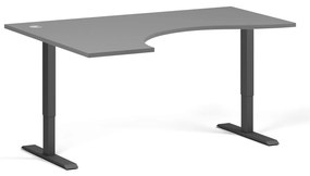 Ergonomiczne biurko z regulacją wysokości, 160x120 cm, 2 silniki, L/P, czarna podstawa, grafit