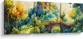 Obraz - Baśniowy zamek (z zegarem) (90x30 cm)