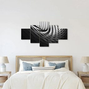 Abstrakcyjny obraz - czarno - biała spirala (125x70 cm)