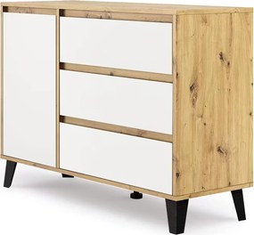 Skandynawska komoda z 3 szufladami dąb artisan + biały N6-D41