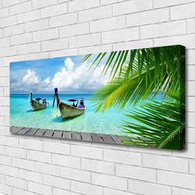 Obraz canvas Kolorowe Łodzie na Falach