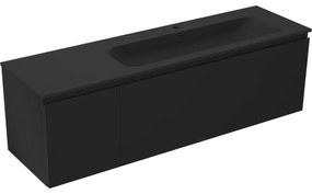 Mexen Orio szafka łazienkowa 160 cm z umywalką Vela prawą, 1S, 1D, czarna mat - 91A13-16047-3-BBFF71-W23P71