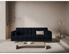 Ciemnoniebieska rozkładana sofa ze schowkiem z materiału bouclé 222 cm Bali – Cosmopolitan Design
