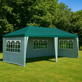 Ogrodowy namiot 3×6 m z oknami i ściankami, zielony