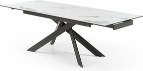 Rozkładany stół jadalniany 6-10-osobowy z ceramiki i metalu – imitacja marmuru w kolorze białym i antracytowym – COREMA marki Pascal MORABITO