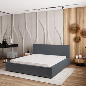 Masseno Łóżko tapicerowane CELORA z pojemnikiem na pościel 180x200 cm - Szary, POSO 60