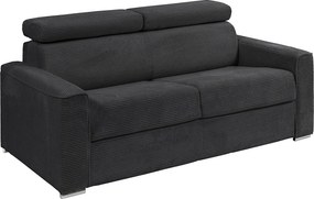 Kanapa 4-osobowa rozkładana typu express z szarego weluru sztruksowego z siedziskiem z pianki z pamięcią kształtu - Powierzchnia spania 160 cm - Materac 18 cm VIZIR