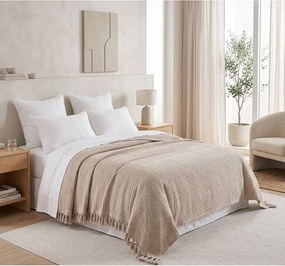 Beżowa bawełniana narzuta 220x240 cm Lotus – Mijolnir