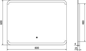 Mexen Nida lustro łazienkowe podświetlane 80 x 60 cm, LED 6000K, antypara - 9806-080-060-611-00