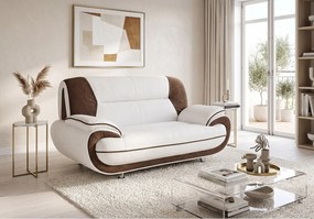 Sofa PALERMO 2-osobowa – elegancka sofa do salonu w tkaninie KRONOS biało- brązowej