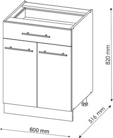 Szafka dolna do kuchni green gold country 60x60x82 fame-line