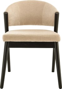 Zestaw 2 krzeseł z tkaniny i czarnego drewna hebanowego - Beige - ZELVYN