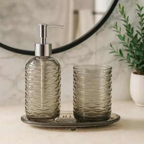 Zestaw łazienkowy NODE, dozownik, kubek na szczoteczki i mydelniczka, 3 elementy