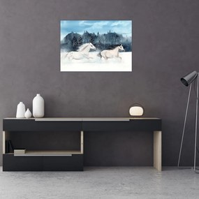 Obraz na szkle malowanych koni (70x50 cm)