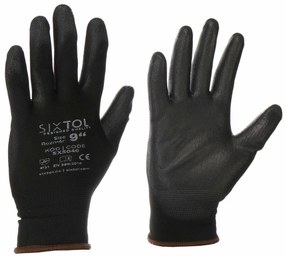 Rękawice robocze Sixtol GLOVE PE-PU 9 czarne,rozmiar 9"