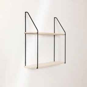 Półka Ścienna ↔︎ 65 Cm Z Drewna I Stali Arison Regał 2 Półkowy - Sklum