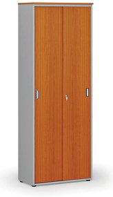Szafa biurowa z drzwiami przesuwnymi PRIMO GRAY, 800 x 420 x 2128 mm, szary/wiśnia