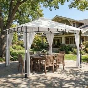 Outsunny Pawilon, 3x3,6 m wodoodporny stabilny pawilon ogrodowy z siatką na owady, dwuwarstwowy dach, do ogrodu, tarasu, czarny | Aosom PL