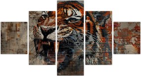 Obraz - Tygrys z cegieł (125x70 cm)