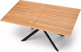 Prostokątny rozkładany stół Olivaro 160-200x90 cm - blat z okleiny naturalnej w kolorze dębu i metalowy czarny stelaż