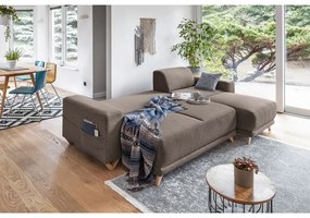 Brązowy rozkładany/ze schowkiem narożnik Classy Sophie – Miuform