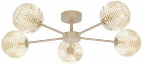 Pięcioramienna lampa sufitowa beżowa D5-G28