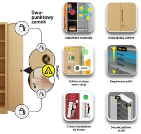 Szafa na dokumenty biurowa metalowa beżowa: Fresh Style JAN H, 900 x 1950 x 400 mm