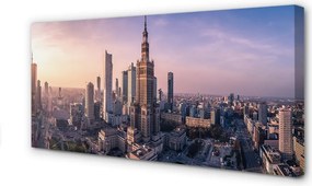 Fotoobraz na płótnie Poranny Blask nad Centrum Warszawy