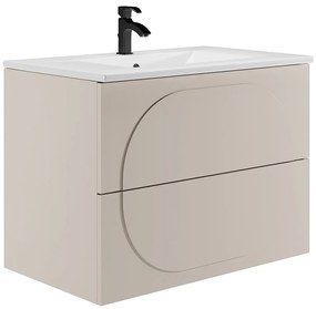 Szafka łazienkowa wisząca z umywalką wpuszczaną - Beżowa - 80 cm - VUTOMA