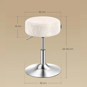 Regulowane krzesło do toaletki AURA, Ø35cm, kremowe Vasagle