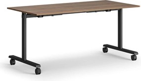 Mobilny stół MATCH, 160x80 cm, czarna podstawa, orzech