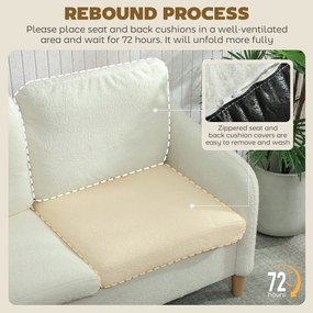 HOMCOM Dwuosobowa sofa mała sofa w stylu Sherpa-fleece 137 cm do salonu kremowa | Aosom PL