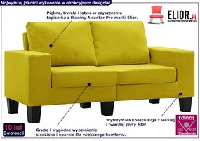 Ponadczasowa dwuosobowa żółta sofa - Lurra 2Q